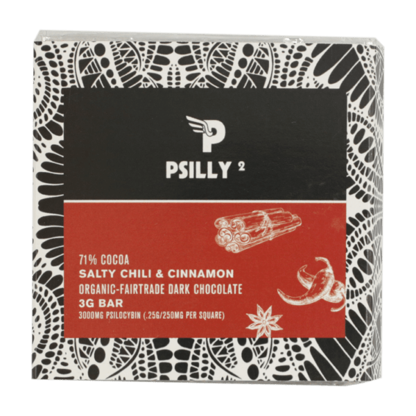 Psilly - Dark Chocolate Bar - Salty Chili & Cinnamon | Magic Mushrooms Winnipeg Canada