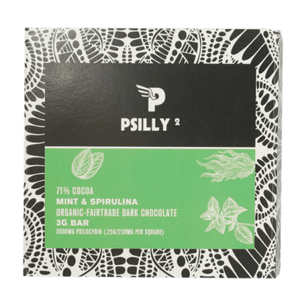 Psilly - Dark Chocolate Bar - Mint & Spirulina | Magic Mushrooms Winnipeg Canada